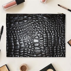 Black Alligator Leather Pattern Cosmetic Bag (XL) from ArtsNow.com Back