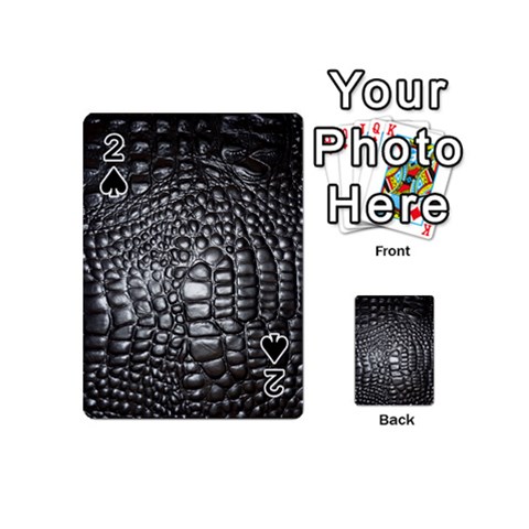 Black Alligator Leather Pattern Playing Cards 54 (Mini) from ArtsNow.com Front - Spade2