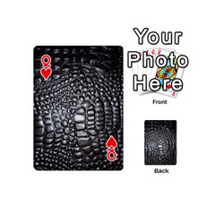 Queen Black Alligator Leather Pattern Playing Cards 54 (Mini) from ArtsNow.com Front - HeartQ
