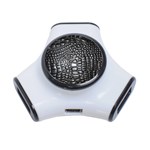 Black Alligator Leather Pattern 3-Port USB Hub