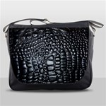 Black Alligator Leather Pattern Messenger Bag