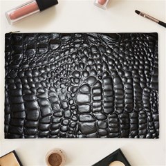Black Alligator Leather Pattern Cosmetic Bag (XXL) from ArtsNow.com Front