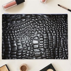 Black Alligator Leather Pattern Cosmetic Bag (XXL) from ArtsNow.com Front