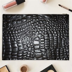 Black Alligator Leather Pattern Cosmetic Bag (XXL) from ArtsNow.com Back