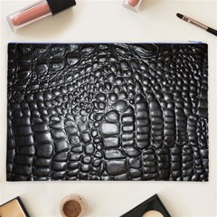 Black Alligator Leather Pattern Cosmetic Bag (XXL) from ArtsNow.com Back