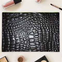 Black Alligator Leather Pattern Cosmetic Bag (XXL) from ArtsNow.com Back