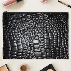 Black Alligator Leather Pattern Cosmetic Bag (XXXL) from ArtsNow.com Front