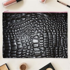 Black Alligator Leather Pattern Cosmetic Bag (XXXL) from ArtsNow.com Front