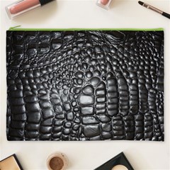 Black Alligator Leather Pattern Cosmetic Bag (XXXL) from ArtsNow.com Front
