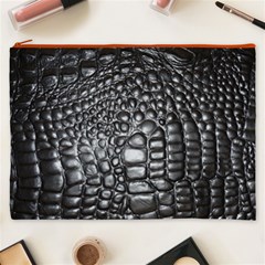 Black Alligator Leather Pattern Cosmetic Bag (XXXL) from ArtsNow.com Front