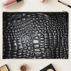 Black Alligator Leather Pattern Cosmetic Bag (XXXL) from ArtsNow.com Back
