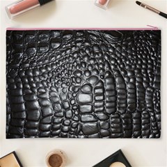 Black Alligator Leather Pattern Cosmetic Bag (XXXL) from ArtsNow.com Back