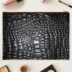 Black Alligator Leather Pattern Cosmetic Bag (XXXL) from ArtsNow.com Back
