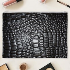 Black Alligator Leather Pattern Cosmetic Bag (XXXL) from ArtsNow.com Back