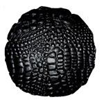 Black Alligator Leather Pattern Large 18  Premium Round Cushion 