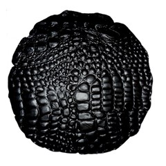 Black Alligator Leather Pattern Large 18  Premium Round Cushion  from ArtsNow.com Back