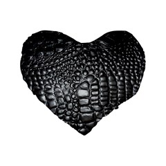Black Alligator Leather Pattern Standard 16  Premium Heart Shape Cushion  from ArtsNow.com Front