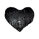Black Alligator Leather Pattern Standard 16  Premium Heart Shape Cushion 