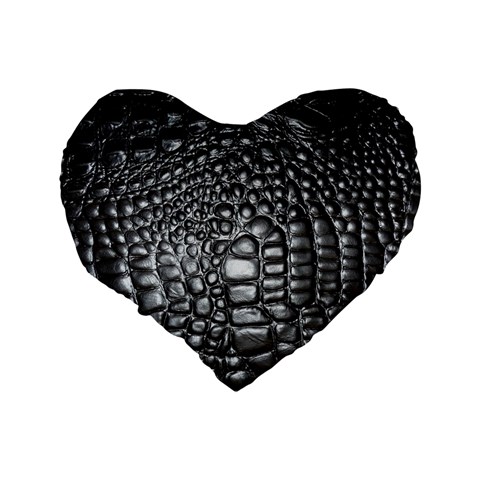 Black Alligator Leather Pattern Standard 16  Premium Heart Shape Cushion  from ArtsNow.com Back