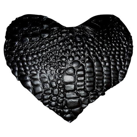Black Alligator Leather Pattern Large 19  Premium Heart Shape Cushion from ArtsNow.com Front