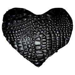 Black Alligator Leather Pattern Large 19  Premium Heart Shape Cushion from ArtsNow.com Front