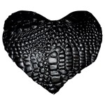 Black Alligator Leather Pattern Large 19  Premium Heart Shape Cushion