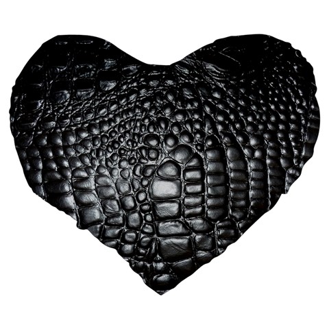 Black Alligator Leather Pattern Large 19  Premium Heart Shape Cushion from ArtsNow.com Back