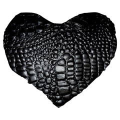 Black Alligator Leather Pattern Large 19  Premium Heart Shape Cushion from ArtsNow.com Back