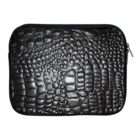 Black Alligator Leather Pattern Apple iPad 2/3/4 Zipper Case from ArtsNow.com Front