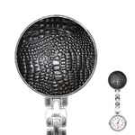 Black Alligator Leather Pattern Stainless Steel Nurses Watch