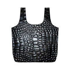 Black Alligator Leather Pattern Full Print Recycle Bag (M) from ArtsNow.com Back