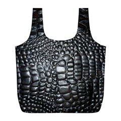Black Alligator Leather Pattern Full Print Recycle Bag (L) from ArtsNow.com Back