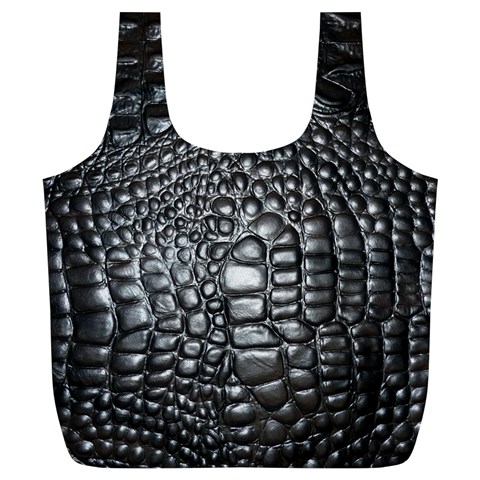 Black Alligator Leather Pattern Full Print Recycle Bag (XL) from ArtsNow.com Front