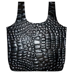 Black Alligator Leather Pattern Full Print Recycle Bag (XL) from ArtsNow.com Front