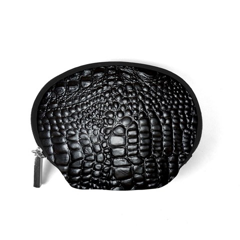 Black Alligator Leather Pattern Accessory Pouch (Small) from ArtsNow.com Back