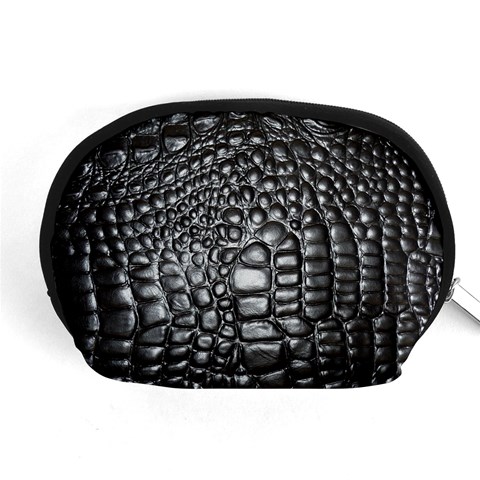 Black Alligator Leather Pattern Accessory Pouch (Medium) from ArtsNow.com Front