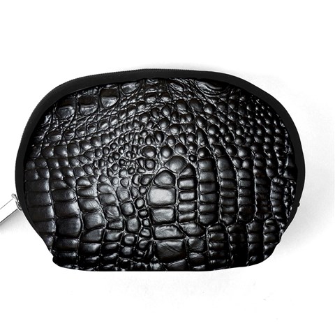 Black Alligator Leather Pattern Accessory Pouch (Medium) from ArtsNow.com Back