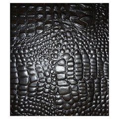 Black Alligator Leather Pattern Drawstring Pouch (Small) from ArtsNow.com Front