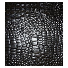 Black Alligator Leather Pattern Drawstring Pouch (Large) from ArtsNow.com Front