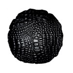 Black Alligator Leather Pattern Standard 15  Premium Flano Round Cushion 