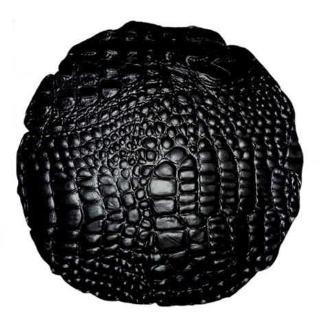 Black Alligator Leather Pattern Large 18  Premium Flano Round Cushion  from ArtsNow.com Front