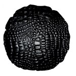 Black Alligator Leather Pattern Large 18  Premium Flano Round Cushion 