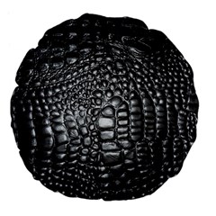 Black Alligator Leather Pattern Large 18  Premium Flano Round Cushion  from ArtsNow.com Back