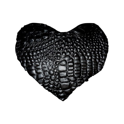 Black Alligator Leather Pattern Standard 16  Premium Flano Heart Shape Cushion  from ArtsNow.com Front