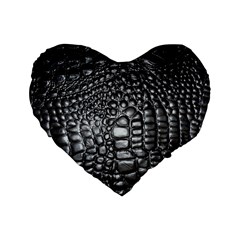 Black Alligator Leather Pattern Standard 16  Premium Flano Heart Shape Cushion  from ArtsNow.com Front