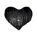 Black Alligator Leather Pattern Standard 16  Premium Flano Heart Shape Cushion 