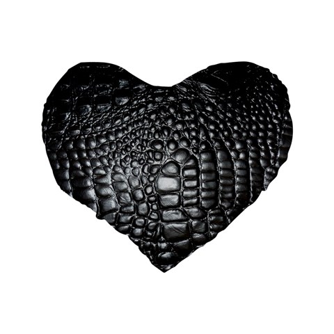 Black Alligator Leather Pattern Standard 16  Premium Flano Heart Shape Cushion  from ArtsNow.com Back