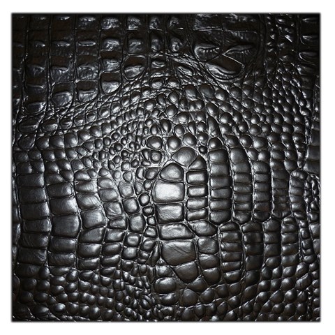 Black Alligator Leather Pattern Large Satin Scarf (Square) from ArtsNow.com Front
