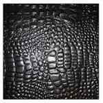 Black Alligator Leather Pattern Large Satin Scarf (Square)