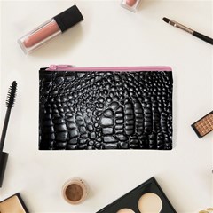 Black Alligator Leather Pattern Cosmetic Bag (XS) from ArtsNow.com Front
